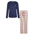 By Louise By Louise Ladies Pajama Set Long Flannel Checkered Pink