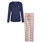 By Louise By Louise Ladies Pajama Set Long Flannel Checkered Pink