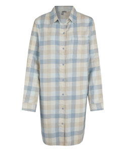 By Louise Dames Pyjama Nachthemd Lang Flanel Geruit Blauw