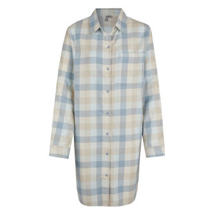 By Louise Dames Pyjama Nachthemd Lang Flanel Geruit Blauw