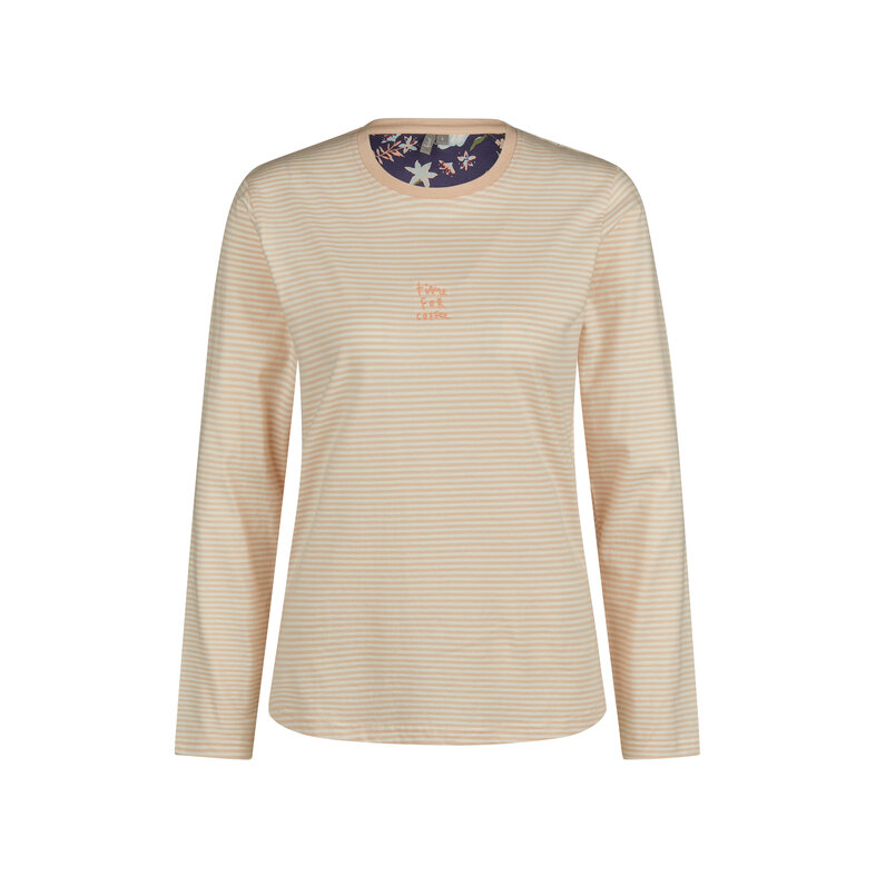 By Louise By Louise Dames Pyjama Set Jersey Katoen Gebloemd Oranje Blauw