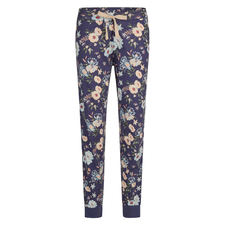 By Louise By Louise Dames Pyjama Set Jersey Katoen Gebloemd Oranje Blauw