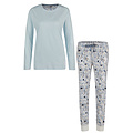 By Louise By Louise Dames Pyjama Set Jersey Katoen Gebloemd Lichtblauw