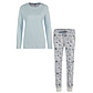 By Louise By Louise Dames Pyjama Set Jersey Katoen Gebloemd Lichtblauw