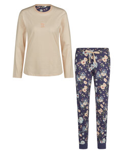 By Louise Dames Pyjama Set Jersey Katoen Gebloemd Oranje Blauw