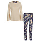 By Louise By Louise Dames Pyjama Set Jersey Katoen Gebloemd Oranje Blauw