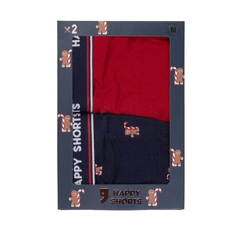 Happy Shorts Happy Shorts Heren Boxershorts Kerst Print 2-Pack Gingerbread