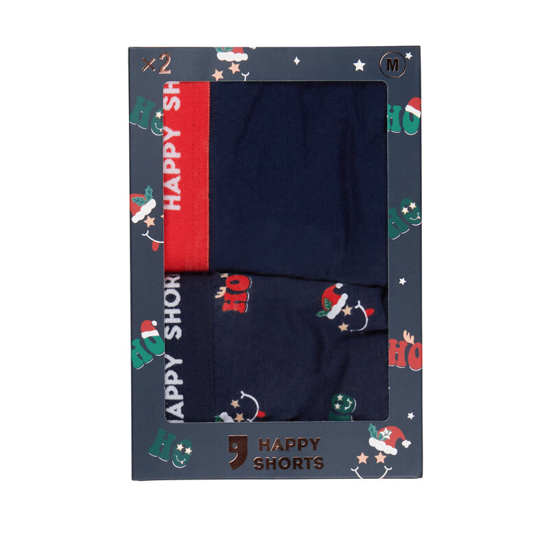 Happy Shorts Happy Shorts Men's Boxer Shorts Christmas Print 2-Pack HoHoHo