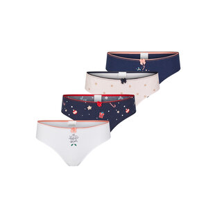Happy Shorts Dames Kerst Slips 4-Pack Roze/Blauw/Wit
