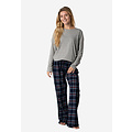 Happy Shorts Happy Shorts Ladies Christmas Pajama Set Shirt + Pants Giftbox Flannel Checkered Gray