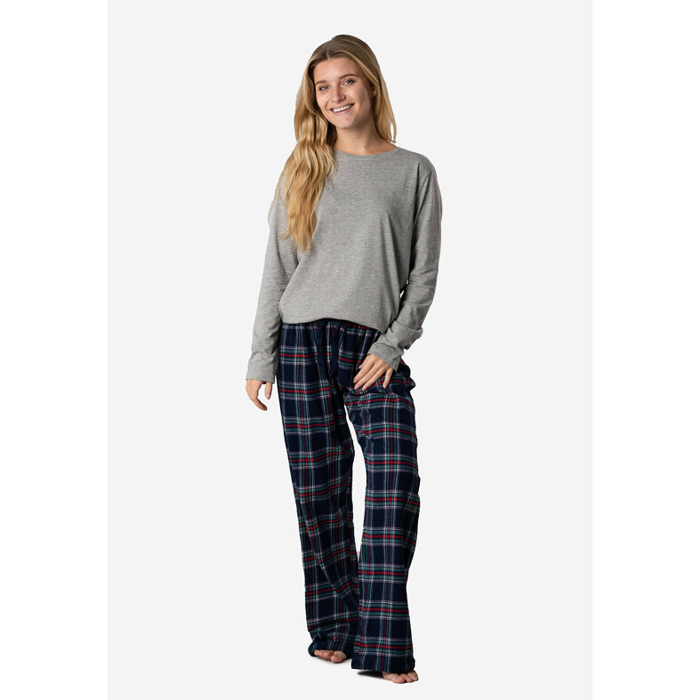 Happy Shorts Happy Shorts Dames Kerst Pyjama Set Shirt + Broek Giftbox Flanel Geruit Grijs