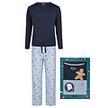 Happy Shorts Happy Shorts Men's Christmas Pajama Set Shirt + Pants Giftbox Skiing Santa Blue