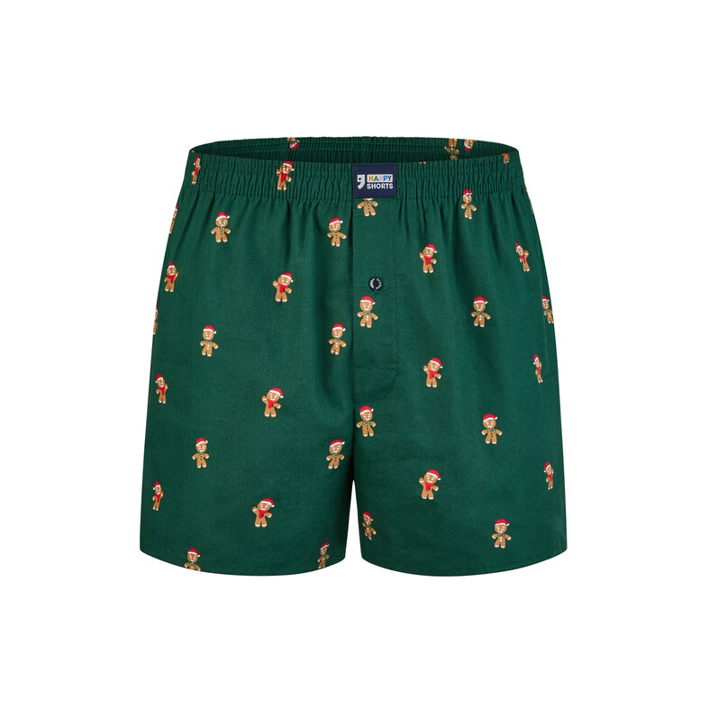Happy Shorts Happy Shorts Heren Wijde Boxershorts Kerst Print Gingerbread Men Green