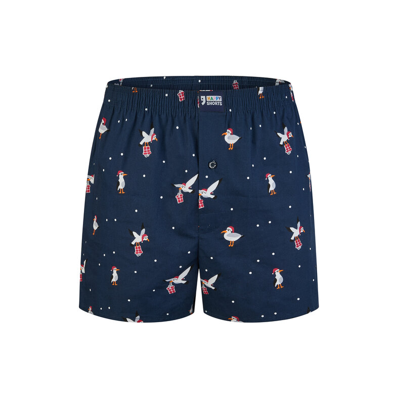 Happy Shorts Happy Shorts Men's Wide Boxer Shorts Christmas Print Sea Gull
