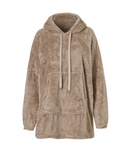 Ladies Huggle Fleece Hoodie Loungewear Incl Hoodie Taupe