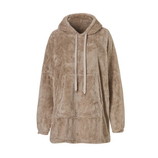 Dames Huggle Fleece Hoodie Loungewear Incl Capuchon Taupe