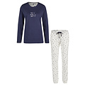 By Louise By Louise Ladies Pyjama Set Long Blue Hearts Print
