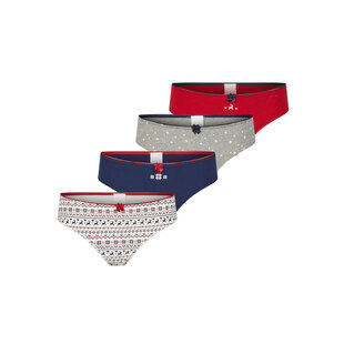 Happy Shorts Ladies Christmas Slips 4-Pack Red/White/Gray/Blue