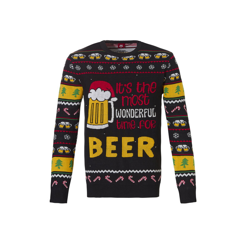 Apollo Apollo Funny Christmas Sweater Men With Led Lights Beer Black