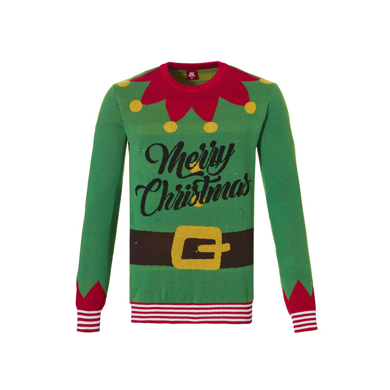 Apollo Apollo Foute Kersttrui Heren Met Led Lampjes Kerstelf Groen