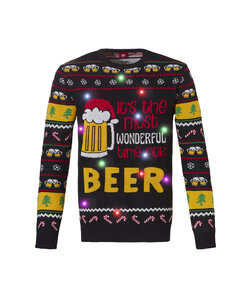 Apollo Foute Kersttrui Heren Met Led Lampjes Bier Zwart