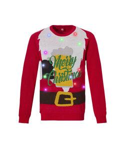 Apollo Funny Christmas Sweater Men With Led Lights Santa Red