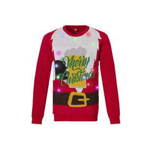 Apollo Funny Christmas Sweater Men With Led Lights Santa Red