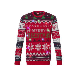 Apollo Funny Christmas Sweater Men With Led Lights Merry Christmas Red