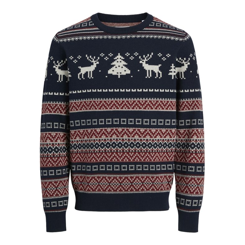 Jack & Jones Jack & Jones Heren Kersttrui JJXMAS SNOWBALL Blauw/Rood