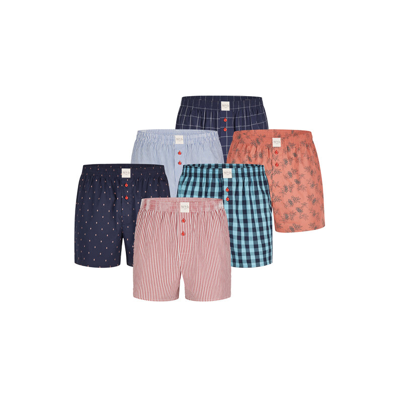 Phil & Co Phil & Co Wide Boxer Shorts Men's Woven Cotton Multipack 6-Pack D400