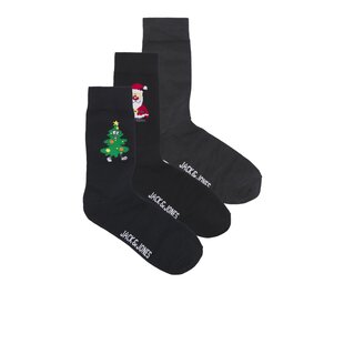 Jack & Jones Junior Kerst Sokken Jongens JACHOLLY JOLLY Zwart 3-Pack Giftbox