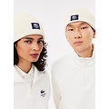 Lacoste Lacoste Beanie Ribbed Cotton Ladies Men's Beanie With Badge White