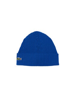 Lacoste Beanie Geribbelde Dames Heren Muts Wol Blauw