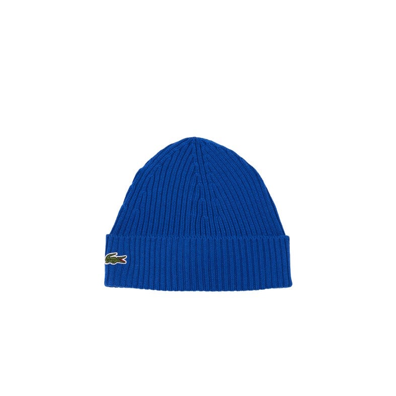 Lacoste Lacoste Beanie Ribbed Ladies Men's Hat Wool Blue