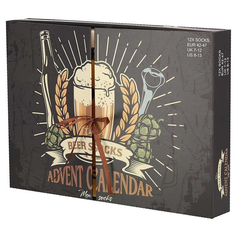Apollo Apollo Heren Sokken Adventskalender 12-Paar Kerst Giftbox Bier Print