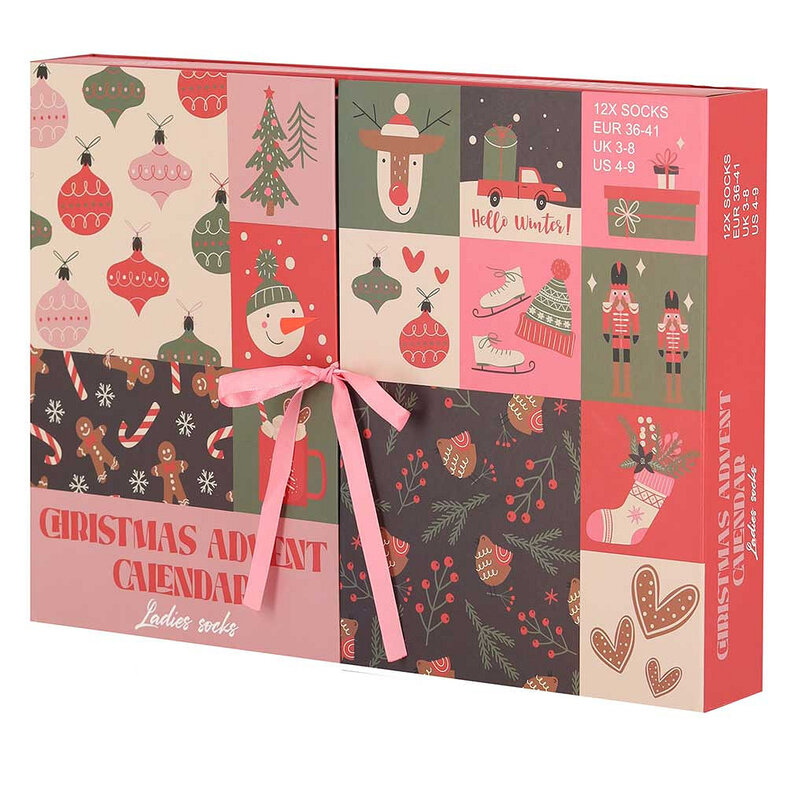 Apollo Apollo Dames Sokken Adventskalender 12-Paar Kerst Giftbox