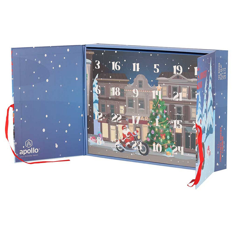 Apollo Apollo Heren Sokken Adventskalender 12-Paar Kerst Giftbox
