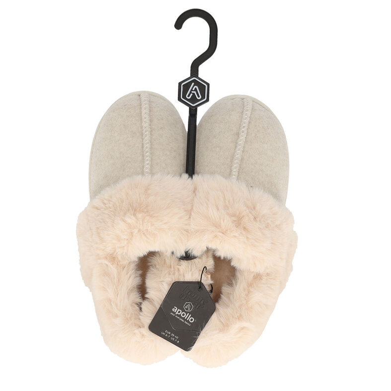 Apollo Apollo Ladies Slip-On Slipper Felt Off-White