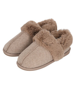Apollo Ladies Slip-On Slipper Felt Taupe