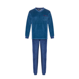 Outfitter Heren Pyjama Set Velours Blauw