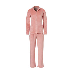 Cocodream Dames Pyjama Set Velours Knoopsluiting Roze