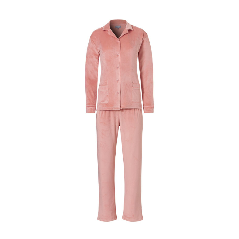 Cocodream Ladies Pajama Set Velour Buttoned Closure Pink