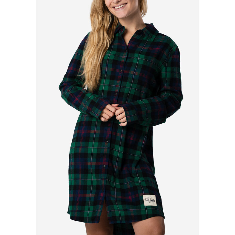 Happy Shorts Happy Shorts Dames Kerst Nachthemd Lange Mouw Flanel Geruit
