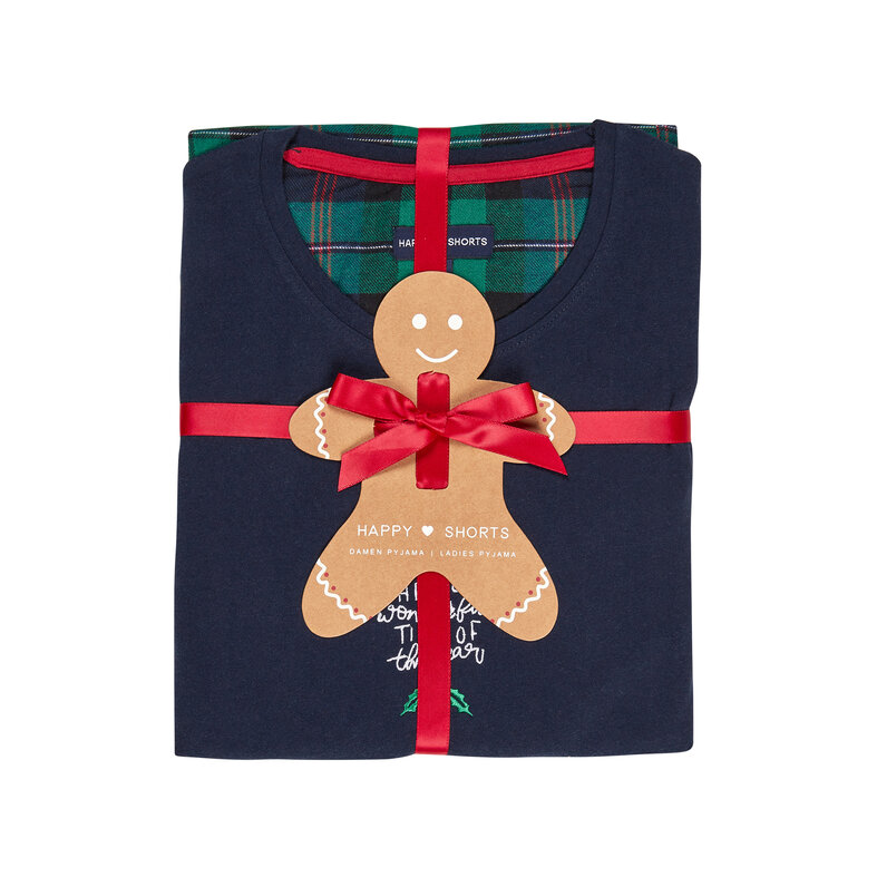Happy Shorts Happy Shorts Dames Kerst Pyjama Set Met Print Flanel Geruit