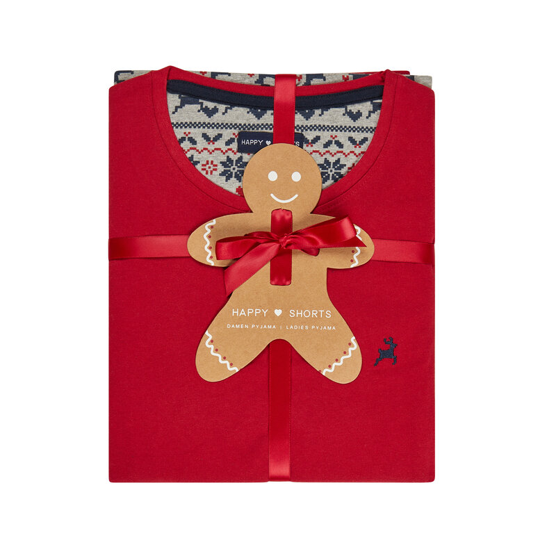 Happy Shorts Happy Shorts Dames Kerst Pyjama Set Met Print Norway Rood