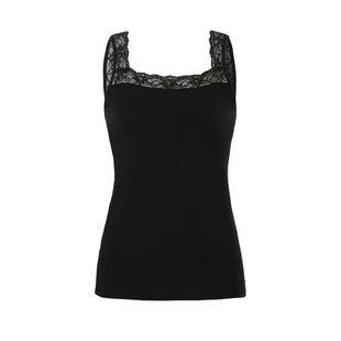 Cotonella Ladies Shirt with Lace Black