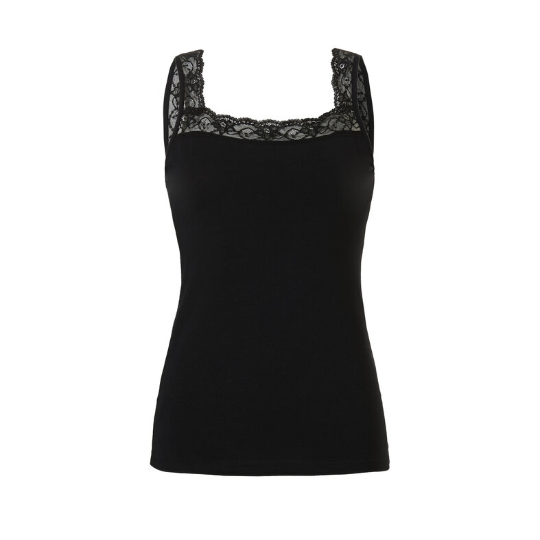 Cotonella Cotonella Ladies Shirt with Lace Black