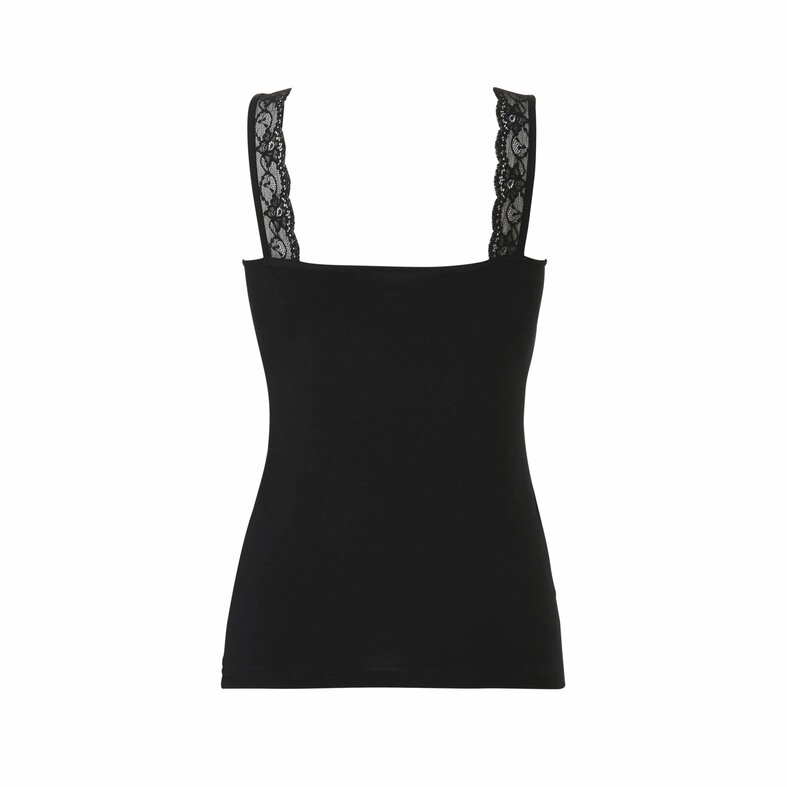 Cotonella Cotonella Ladies Shirt with Lace Black