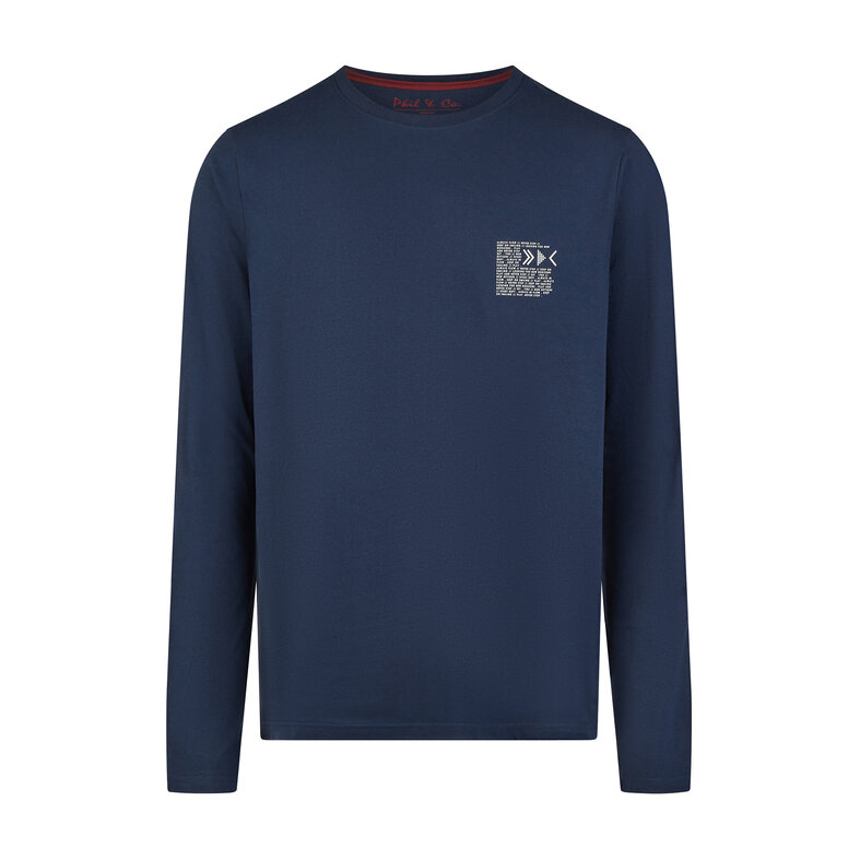 Phil & Co Phil & Co Men's Pyjama Set Long Jersey Cotton Blue/Grey