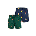 Happy Shorts Happy Shorts Men's Wide Boxer Shorts Christmas Print 2-Pack Blue/Green